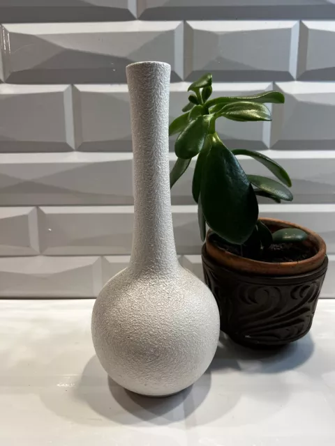 Vintage Royal Haeger Bud Vase Lava Glaze White Turquoise MCM