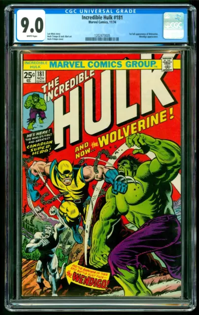 Incredible Hulk 181 CGC 9.0 White Pages Best Price on Ebay