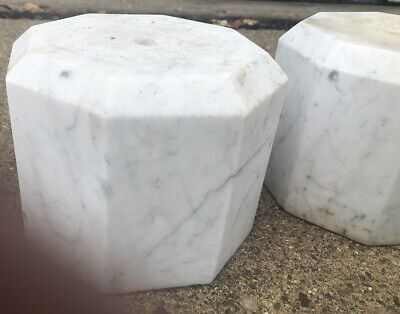 3 Solid White Marble Columns Pedestals With Detached Bases. Pickup Only. 8