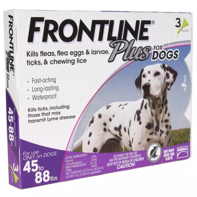 Frontline Plus For Dogs 45 to 88 LBS 3 Doses 3 Month Supply
