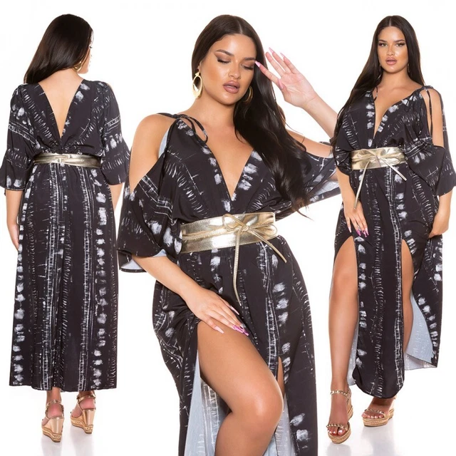 Abito donna lungo maxi dress estivo elegante cerimonia scollato sexy vestito