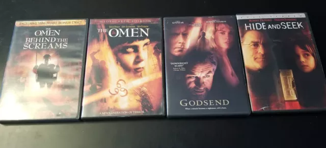 Lot Of 4 Horror/Thriller Dvds Hide & Seek God Send The Omen Plus Bonus Disc Bx2