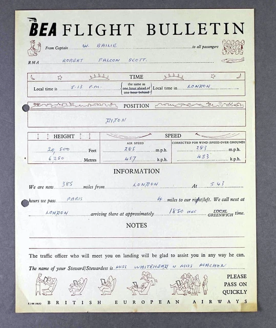 Bea British European Airways Airline Flight Bulletin Vickers Viscount Report 2