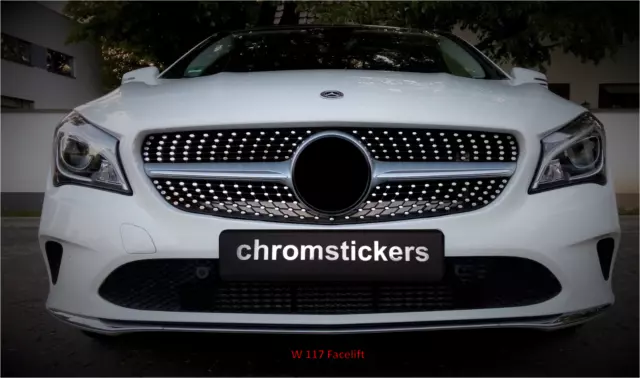 Diamantgrill Folie Chrom-Optik passt für Kühlergrill Mercedes CLA X117 bis 3/19 2