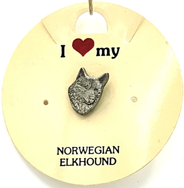 Vintage Norwegian Elkhound Lapel, Pin 1/2" x 1/2" Rawcliffe Pewter 1980s