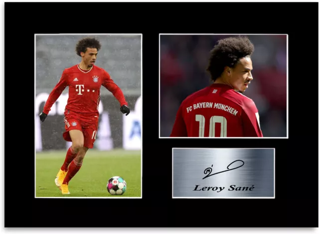 Poster Leroy Sané Bayern Monaco giocatore A4 firmato display foto regalo montaggio