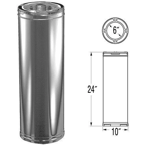 M&G Duravent 6DP-24 6" x 24" Duraplus Triple Wall Chimney Vent Pipe