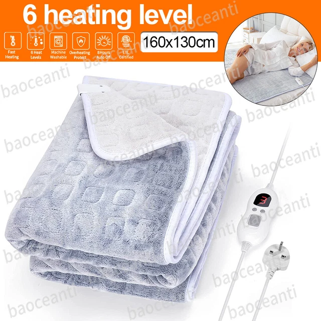 Electric Blanket Single Double King Heated Bed Under Warmer Blanket Washable
