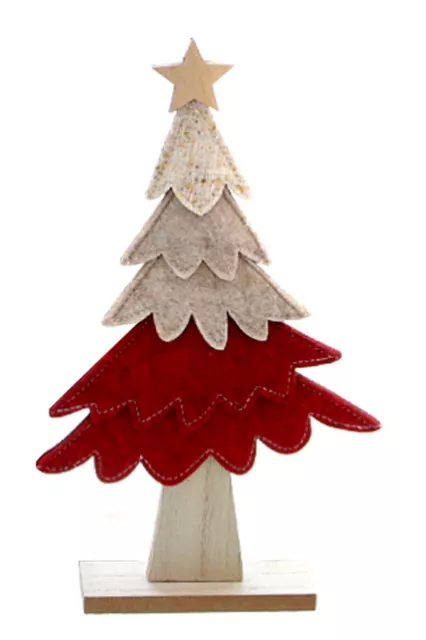 Große Filztanne mit Stern | Tannenbaum Figur Winter Weihnachten | beige rot 54cm