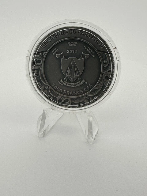 2018 Cameroon 1oz Silver Antiqued Carved Skull of St. Aloysius Gonzaga. 3