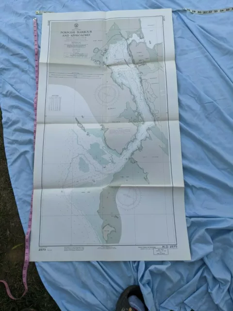 Nautical Chart Maritime Map 1960's Vintage HO-2573 23X41 INCH BC PORPOISE HARBOR