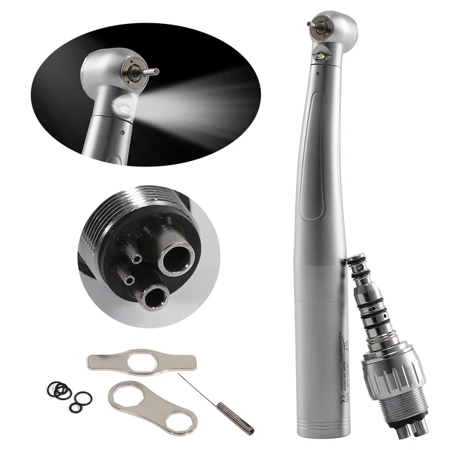 Dental LED Fiber Optic 3 Way Handpiece E-Generator / 4 Hole Quick Coupling NL