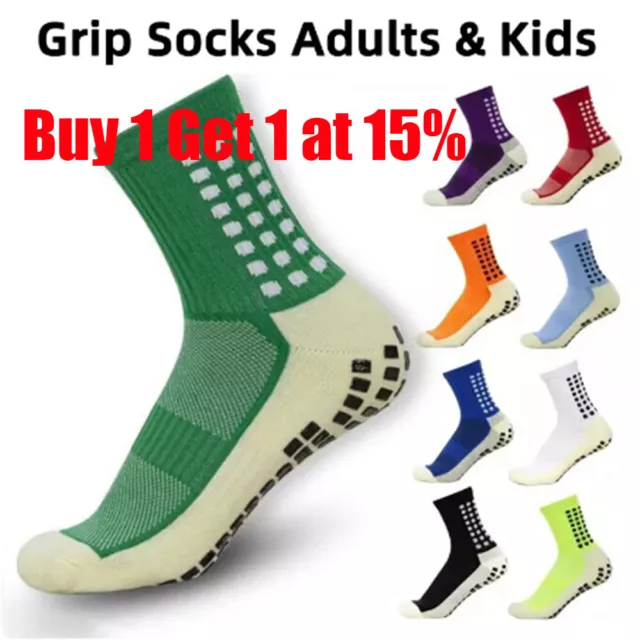 Kids Adults Football Socks Non-Slip Anti Slip Grip Absorbent
