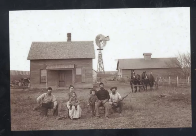 Real Photo Paxton Nebraska Farm Family Barn Windmill Postcard Copy