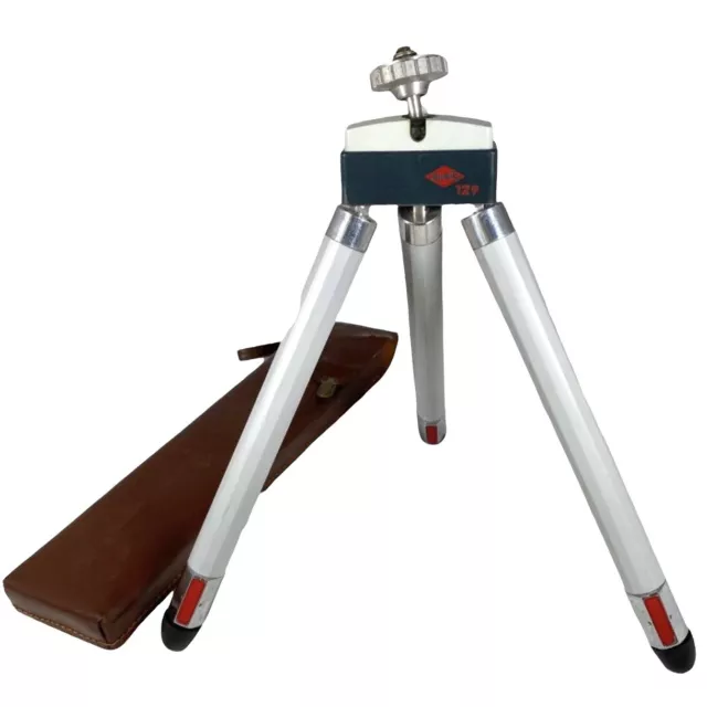 Vintage Susis 129 folding telescoping tripod w/ leather case 10-42"
