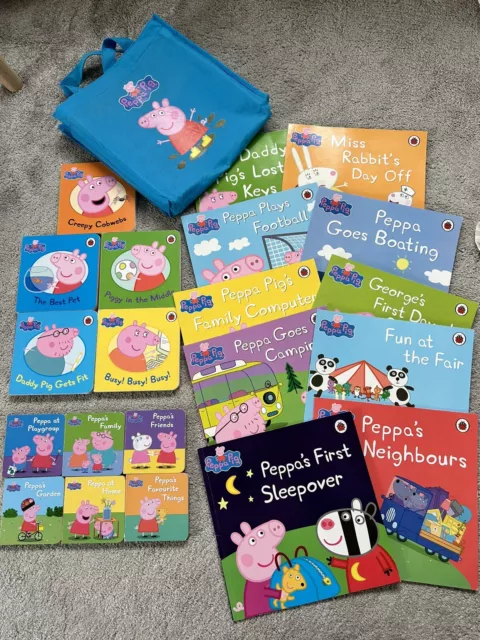 Huge Bundle Of Peppa Pig Books (21) Including Book Bag