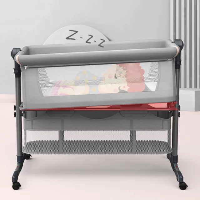 Beistellbett Babybett Zustellbett Kinderbett mit Rollen bis 25kg mit Moskitonetz
