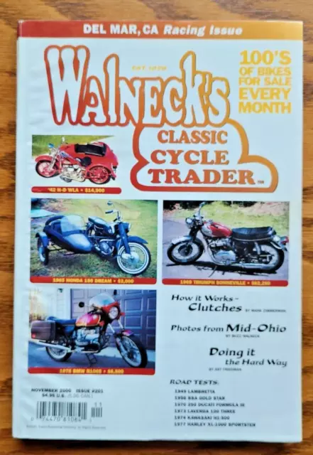 Walneck's Classic Cycle Trader Magazine November 2000 Del Mar Motorcycle Racing
