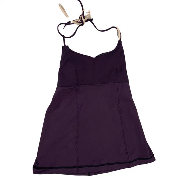 Lululemon Women's Tankini Swim Top Size 6 Navy Blue with Halter Tie Low Back