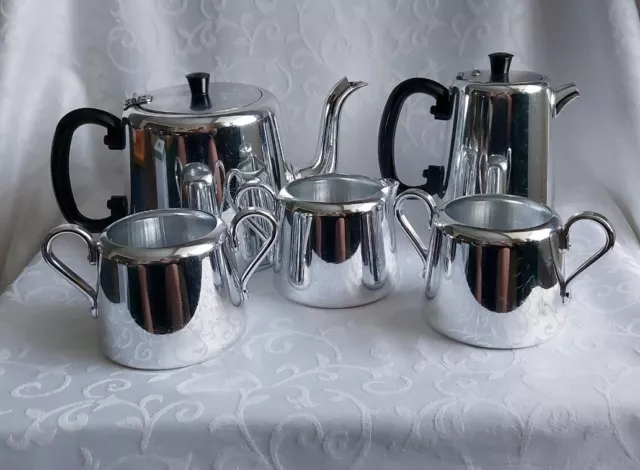 Vintage Tower Brite Anodised Aluminium Teaset 1950s. Four Piece.