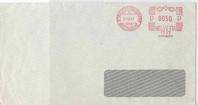 Switzerland Commercial 1963 machine cancel stamp cover ref 21591