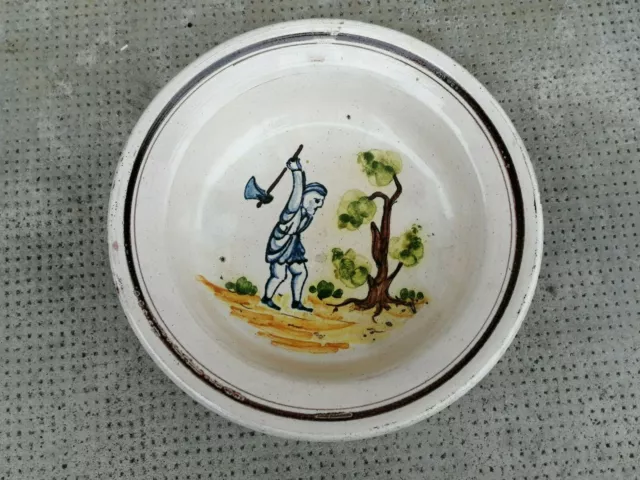 Ancienne assiette céramique decor bûcheron  pottery plate italy ?