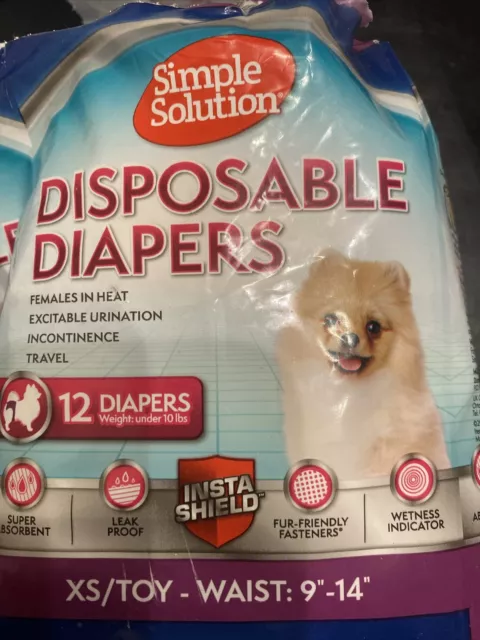 SIMPLE SOLUTION DISPOSABLE Female Diapers XSM 8 Remaining Diapers Opened Bag