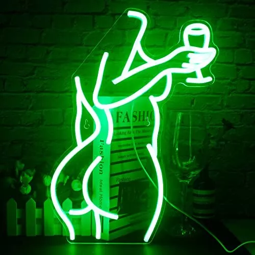Lady Back Neon Sign Green LED Sexy Lady Neon Lights for Wall Decor Woman