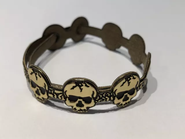 JUS - Pulsera de Piel en Calaveras en Dorado - Golden Skulls Leather Bracelet