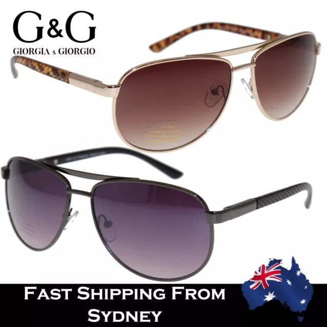 G&G Men Women Aviator Sunglasses Spring Loaded Metal Frame Smoke Brown -02056