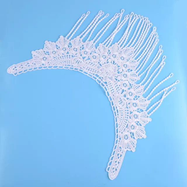2X Flower Neckline Lace Collar Patch Lace Trim Venise Applique Motif Sewing DIY
