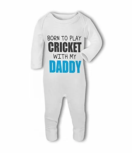 Born to Play Cricket with my Daddy - Baby Romper Suit by BWW Print Ltd