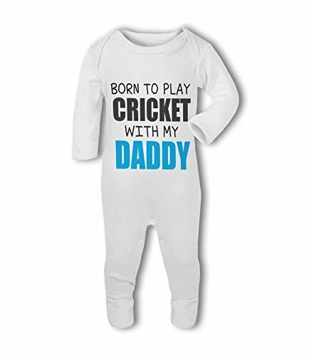 Born to Play Cricket with my Daddy - Baby Romper Suit by BWW Print Ltd