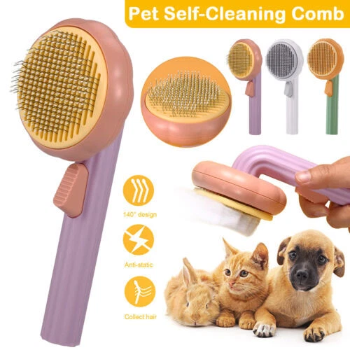 Pet Grooming Massage Desquamation Self-Cleaning Brush Pumpkin Dog Cat Hair Comb