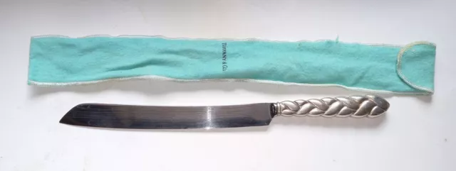 Tiffany & Co. Vintage Sterling Silver Braided Handle Serrated Knife 12&3/4" Long