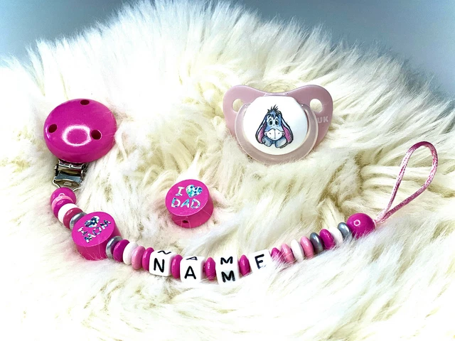 Chaîne de Tétine avec Noms," I Love Mom Et Papa ",Cadeau pour La Bébé Naissance