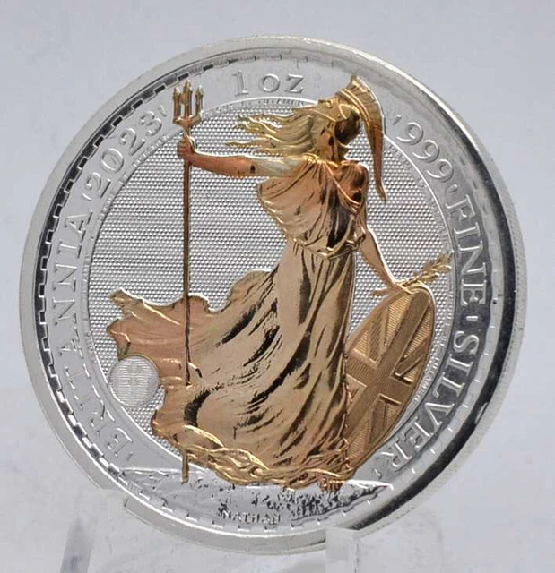 Great Britain 2023 Britannia 1oz Silver Rose Gold Gilded in Capsule