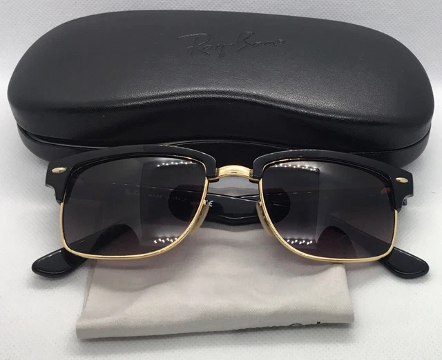 Ray Ban RECTANGLE CLUBMASTER RB4190 Sunglasse—Polished Black Frame—New NOE Lens