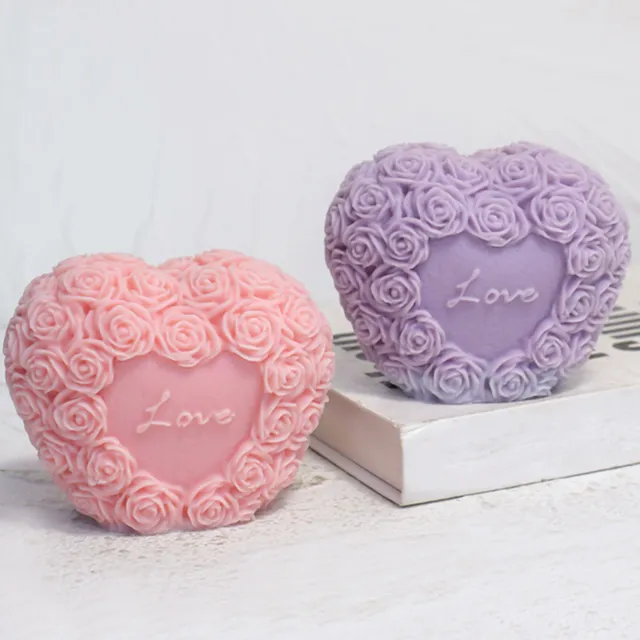 3D Heart Love Rose Flower Shape Silicone Soap Mold Chocolate Candle Mould