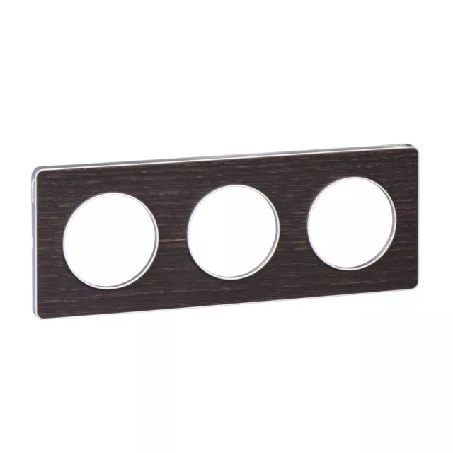 Odace Touch, plaque Wenge avec lisere Alu 3 postes horiz. ou vert.S530806P