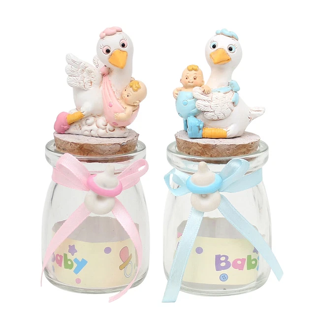2er Set Sparfigur Klapperstorch mit Baby blau/rosa Polyresin 5x5x14 cm 25 0274 2er Set Sparfigur Klapperstorch mit Baby blau/rosa Polyresin 5x5x14 cm 25 0274