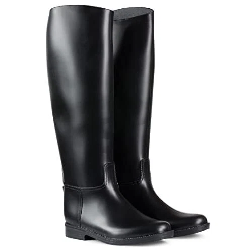 HORZE Chester Sturdy Rubber Equestrian Horse Riding Tall Dress Boots - Black ...