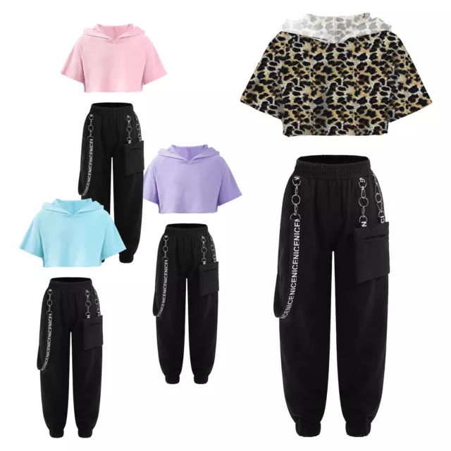 Girls Athletic Gyms Tracksuit Clothing Set Activewear Jazz Sweatsuit Gymnastics