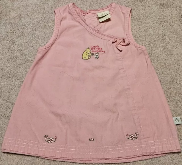 VTG Classic Pooh Pink Lace Trim Winnie The Pooh And Piglet Baby Girl Dress 6 Mo