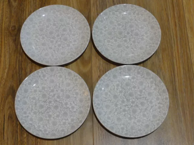 4 Retro Bread-Butter Plates, Kelston Ceramics by Crown Lynn,"Springtime" D633,NZ