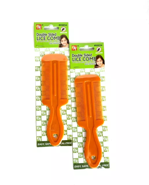 2X Lice Combs Double Sided w/Handle Humans Dogs Cats Remove Nits, Lice, Fleas