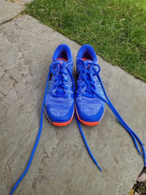 Nike Zoom Vapor Tour Flyknit 9.5 Blue Orange Federer RF Tennis Shoes (UK 7.5)