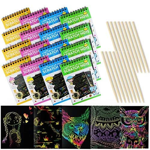 Paquete de 16 mini notas para rascar y bocetos IFfree Rainbow, rayar arco iris