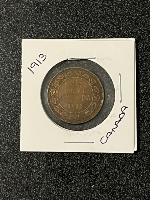 ☘️1913 Canadian One Cent Coin☘️Key Date Canada 1 Cent King George V☘️
