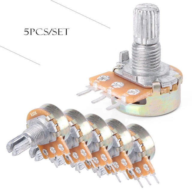 5x 3 15mm Terminal 50K Ohm B50K Knurled Shaft Linear Rotary Taper Potentiometer